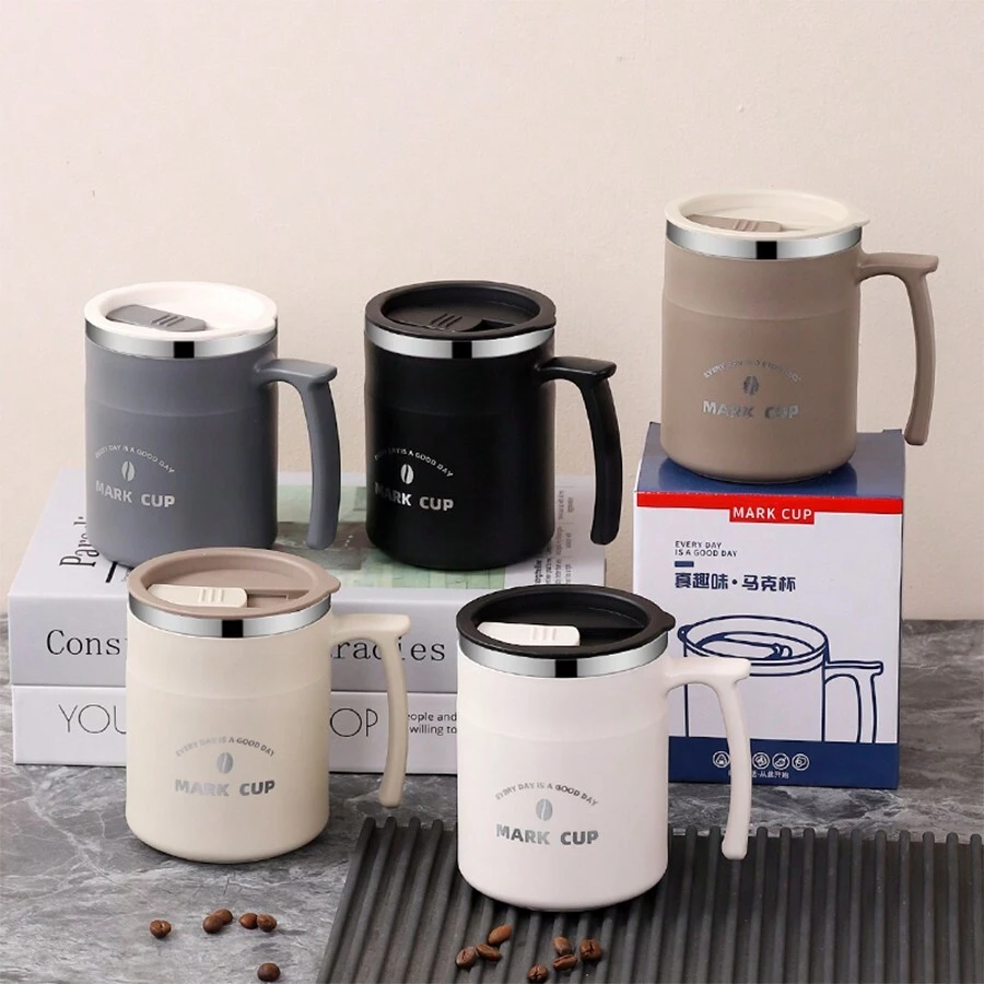 Double Wall Insulated Mug With Lid, General Office Coffee Cup With Lid - 480ml - View 1
