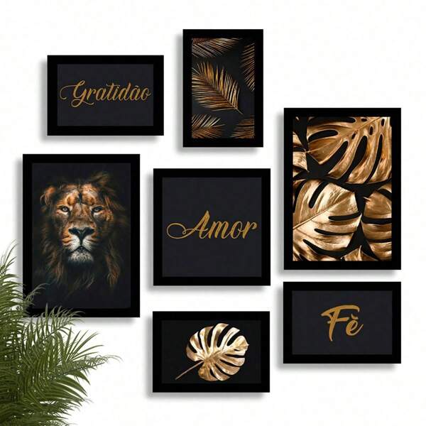 Kit 7 Placas Quadros Decorativos Amor Fé 60x70