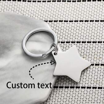 1pc Unisex Minimalist Stainless Steel Pentagram Keychain, Customizable Text,Durable,Engraved,Stainless,Colorful,Cute,Adorable,Funny,Kawaii,Y2K,Stylish,Unisex,Casual,Custom,Personalized,Unique,Customized,Ideal Gifts For Him,Ideal Gifts For Her,Her,Boyfriend,Girlfriend,Family,Friends