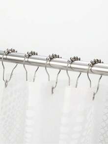 6-12pcs Shower Curtain Rings, Stainless Steel Shower Curtain Hooks Rings Rust Proof, Smooth Sliding Anti-Drop Double Shower Hooks For Shower Curtain, Rods, Shower Rod, Polished Nickel, Bathroom Shower Rods And Curtains. - Multicolor - View 2