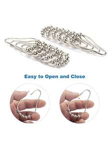 6-12pcs Shower Curtain Rings, Stainless Steel Shower Curtain Hooks Rings Rust Proof, Smooth Sliding Anti-Drop Double Shower Hooks For Shower Curtain, Rods, Shower Rod, Polished Nickel, Bathroom Shower Rods And Curtains. - Multicolor - View 5