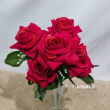 Pink Velvet Bouquet Artificial Flower For Wedding Decoration, Arrangements, Decorating Parties And Home - Red - View 4