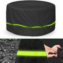 Outdoor Round Table Cover With Reflective Strips - Black Woven Polyester Fabric, Water-Resistant And Dust-Proof Patio Furniture Protective Cover For Garden And Yard,Bag,Organizer,Storage - Black - View 5