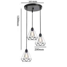 1 đèn trần công nghiệp cổ điển phong cách Bắc Âu đơn/3 đầu cho phòng ăn, quầy bar, phòng ngủ - Đèn chùm sắt - Xem 11