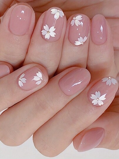 24 قطعة من أظافر الضغط القصيرة البيضاوية المطبوعة بحجر راين لامع بطراز ريفي، 7 أظافر مزيفة مع غراء أظافر وملف أظافر، للارتداء اليومي، لتعزيز مظهر الأظافر