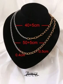 1件极简主义不锈钢双色混合链项链，女士18K镀金双色银金时尚项链，骨链饰品，男女皆宜，礼品 - 項鍊. - 查看 9