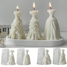 1pc 3D Wedding Dress Silicone Mold, Handmade DIY Candle Mold, Wedding Dress Favor Mold - Multicolor - View 8
