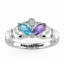 Anillo de piedra personalizado con plata S925 brillante, regalo de joyería para Sra. para el Día de San Valentín, Día de la Madre