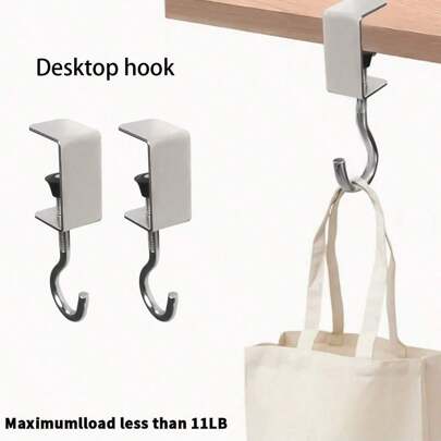 3pcs Portable Desk Bag Hooks, Classroom Student Bag Hooks, Desk Top Briefcase Hooks, Side Desk Hooks, Non-Slip Design, Removable Mobile Desk Hooks For Desks, Strong Carrying Capacity, School, Home & Office Supplies