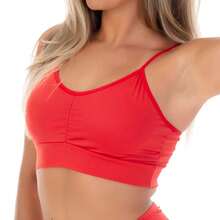 Kit 2 Women's Cropped Top With Thin Straps In Plain Microfiber - Đỏ và trắng - Xem 4