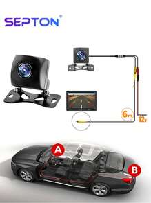 1 件 SEPTON 防水汽车后视摄像头 AHD 倒车摄像头 170 度广角夜间版车载摄像头 - 黑色 - 查看 3