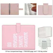 Budget Binder Money Saving Wallet Notebook Planner Cash Organiser Envelope - Pink - View 3