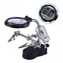 Lupa Con Led Pinza Base Para Cautín Reparacion Electrónicos - Negro - Ver 1