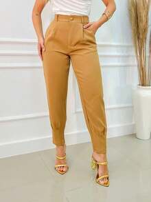 A-Lows A&L Women's Slim Tailored Trousers With Zip Cuff - Lạc đà - Xem 3