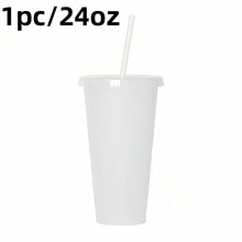 1pc/5pcs/6pcs/10pcs/16oz/24 Oz/One Set Of Plastic Cold Drink Cups, Perfect For Coffee, Tea, Smoothies, Etc., Summer And Winter Drinks, Reusable Plastic Water Cups, Home Party Supplies, Holiday Birthday Party Supplies, Party Decorations, Party Decorations, Party Gifts, Holiday Gifts - White - View 16