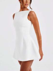 1 pieza Vestido elegante, encantador y sexy con espalda descubierta para mujer