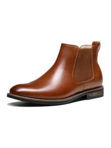 Men's Suede Leather Chelsea Boots Ankle Boots  Round Toe, Low Heel, Mid-Cut, All-Match Ankle Boots - NÂU-PU - Xem 2