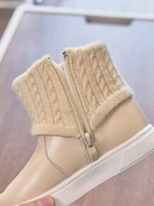 1双米色女童靴，新款秋冬婴儿冬鞋，小女孩鞋，儿童雪地靴，带绒里，防滑，保暖公主靴 - 米色 - 查看 10