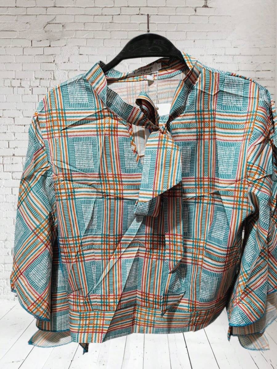 Imported Checked Long Sleeve Blouse - Màu xanh lam - Xem 1