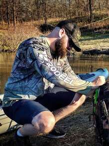 RODEEL 男友风格男士迷彩衬衫速干吸湿排汗长袖防晒衣适合钓鱼户外活动 - 綠色 - 查看 9