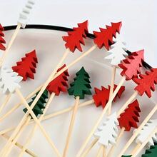 50/100 chiếc que xiên tre dùng một lần hình Giáng sinh lạ mắt dùng để gắp trái cây cho bữa tiệc, - Nhiều màu - Xem 9