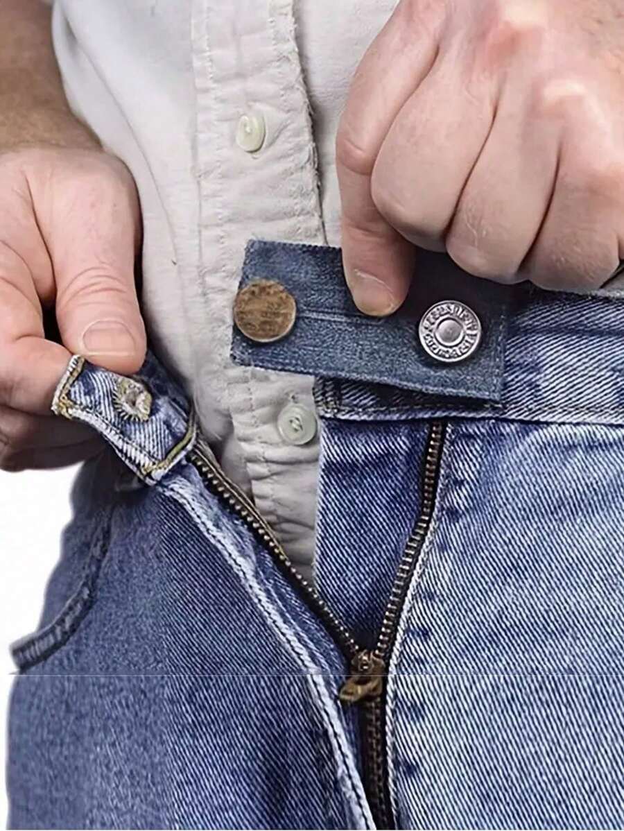 4Pcs Expand Button For Pants, Waist Extender For Jeans, Trouser Hook With Long Buckle, Elastic Adjustment Waist Button, Belt Extension Buckle, Quilting Supplies - Multicolor - View 1