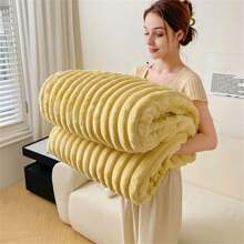 1 件纯色柔软毛绒羊毛毯，精致毛绒毯，多种尺寸和功能，适合旅行、空调、夏季、床、沙发、办公室、卧室装饰，是送给朋友和家人的理想礼物，四季皆宜 - 彩色 - 查看 1