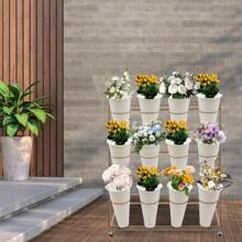ZhdnBhnos LINSIE Flower Display Stands With 12 Buckets, Flower Buckets For Cut Flowers 3 Layers Movable Plant Display Stand 12 Cut Flowers Container Heavy Duty Moving Iron Plant Cart Shelf On Wheels For Patio Lawn Garden Flower Bar (SQ-2) The Best Gift/Present For Family&Friends Happy Christmas - 金色 - 查看 3