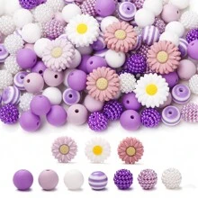 76pcs 12mm Small Daisy Flower Silicone Beads For DIY Jewelry Making Of Necklace, Bracelet, Keychain, Anti-Lost Wristband Valentines