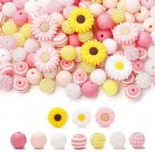 76pcs 12mm Small Daisy Flower Silicone Beads For DIY Jewelry Making Of Necklace, Bracelet, Keychain, Anti-Lost Wristband Valentines