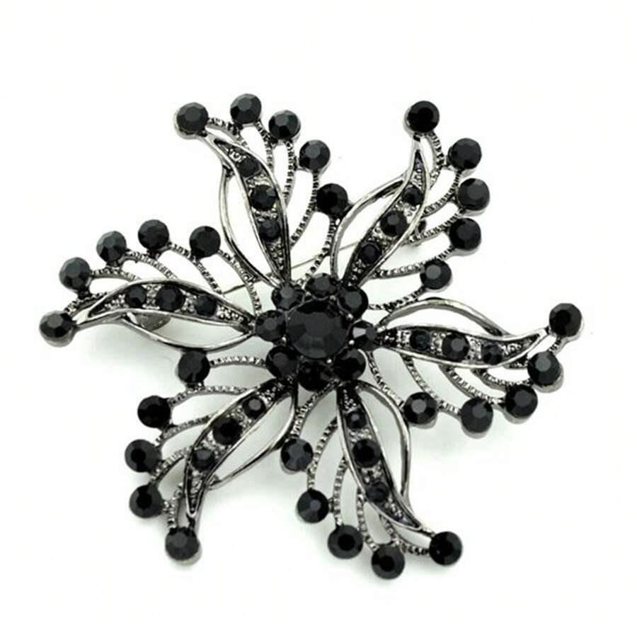 1 件镀铑银透明水钻水晶钻石婚礼胸针背包适合学校 - 彩色 - 查看 1