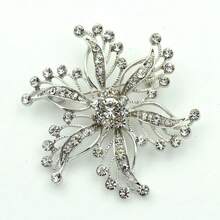 1 件镀铑银透明水钻水晶钻石婚礼胸针背包适合学校 - 彩色 - 查看 3