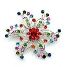 1 件镀铑银透明水钻水晶钻石婚礼胸针背包适合学校 - 彩色 - 查看 2