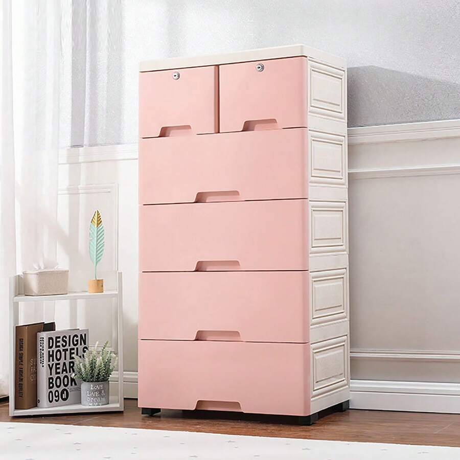 YUNRUX Drawer Storage Cabinet - Pink - View 1