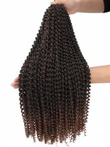 Passion Twist Hair 18/24/30/36 英寸，4 件装水波钩针发，长波西米亚卷发编织发，适用于 Passion Twist 钩针发，钩针辫，弹簧扭结钩针辫子接发 - 漸層棕色 - 查看 3