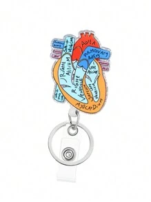 1pc Retractable Nurse ID Badge Holder, Can Be Used As Keychain, Key Chain, ID Card Holder, With Keyring, Cute Heart-Shaped Acrylic ID Badge Holder, Great Gift For Women, Nurses, Doctors, Employees. Valentine's Day Car Accessories Hanging Ornament, Gothic Y2K Style Bag Hanging Strap With ID Holder, Christmas Car Accessories Hanging Ornament, Creative Gift For Teachers, Friends, Sisters - Multicolor - View 17
