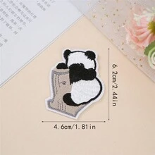 1pc Panda Applique Patch With Heat-Seal, Embroidered Cartoon Panda Mend Patch For Clothing Rips And Holes - Multicolor - View 8