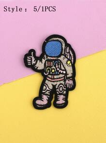 14pcs Astronaut & Planet Polyester Embroidered Patches, Multiseason Apparel & Accessory DIY Summer, School