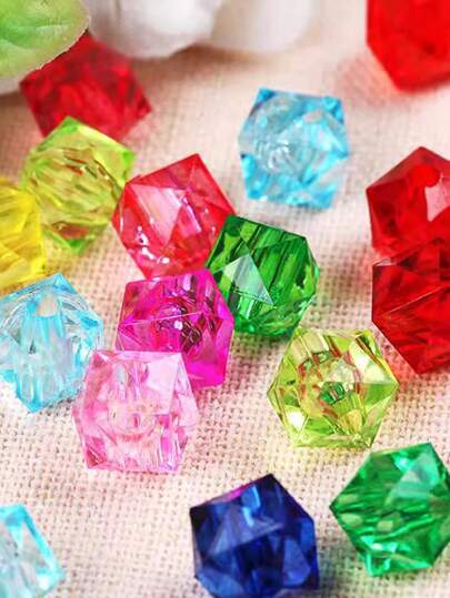 100pcs/Pack 10mm Faux Crystal Diamond DIY Handmade Starry Sky Beads, Colorful Transparent Acrylic Round Loose Beads For Jewelry Making, Bracelet, Curtain, Garland, Keychain