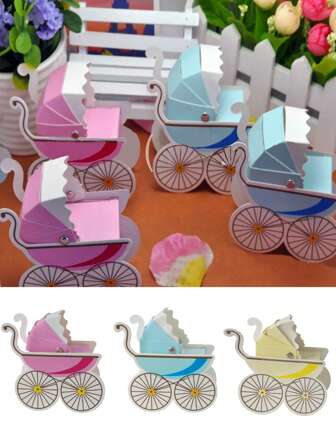 10pcs/Set Creative Carriage Candy Box Christening &Baptism Party Supply Party Birthday Gift Box