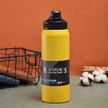 1pc Simple Large Capacity Stainless Steel Insulated Water Bottle Outdoor Hiking Sports Portable Straight Design Water Cup Customized