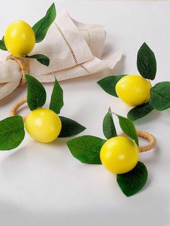 Realistic Lemon Napkin Rings For Outdoor, Wedding, Home, Holiday Table Decoration