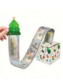 3件套圣诞惊喜现金礼盒，成人惊喜现金礼盒，内含30个透明小袋，趣味现金礼物展示道具，适合家庭节日派对、圣诞家居装饰、圣诞袜填充物、女士礼物、生日礼物。 - 彩色 - 查看 10