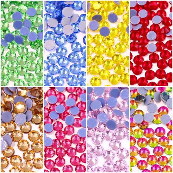 SS6 2MM-SS30 6.4MM, 7 Sizes, Round Flatback Glass Crystal Rhinestones, Multi Colors Crystal Gems HotFix DMC Jewelry Beads  DIY Nail Art Glass Stones Diamond Design Accessories  Glitter Manicure Nail Decal Decorations For Clothes,Bag,Shoes, Handicraft Products