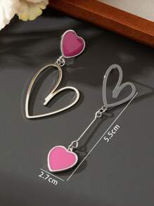1 Pair Sweet Metal Heart Pendant Earrings, Birthday/Anniversary/Date Gift Valentines,Mom,Mother,Mother's Day,Gift