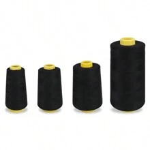 黑色编织线 100% 涤纶 用于制作假发缝制发纬接发 1 件（1 件，黑色）4 种长度可选