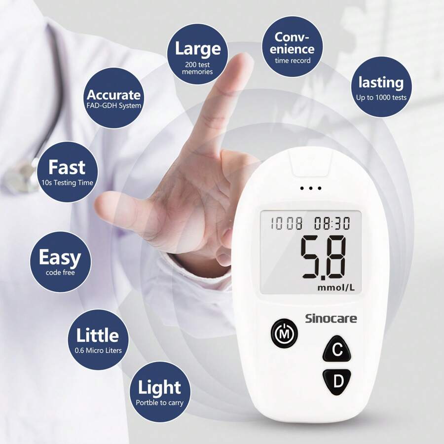 Sinocare-Accu Diabetes Testing Kit, Code-Free , Includes 100 Test Strips, Complete Set