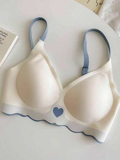 QXCQ Ropa interior de mujer con detalle de amor, invisible, sin aros, sin arrugas, antiflacidez, push-up, cómoda, lencería