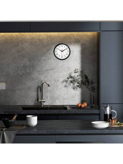 1pc, Wand Klok Living Room Round Kitchen Bedroom Home ation Plastic Battery Operated Dining Bathroom Office,Home ,Room Birthday Graduation Dormitory Back To School ations view 9