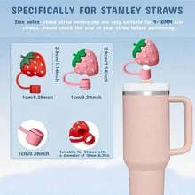 3 件套杯盖和吸管套装，3 件可爱花形吸管盖适用于 30 盎司和 40 盎司玻璃杯，硅胶吸管盖适用于家庭和派对装饰 - 彩色 - 查看 11